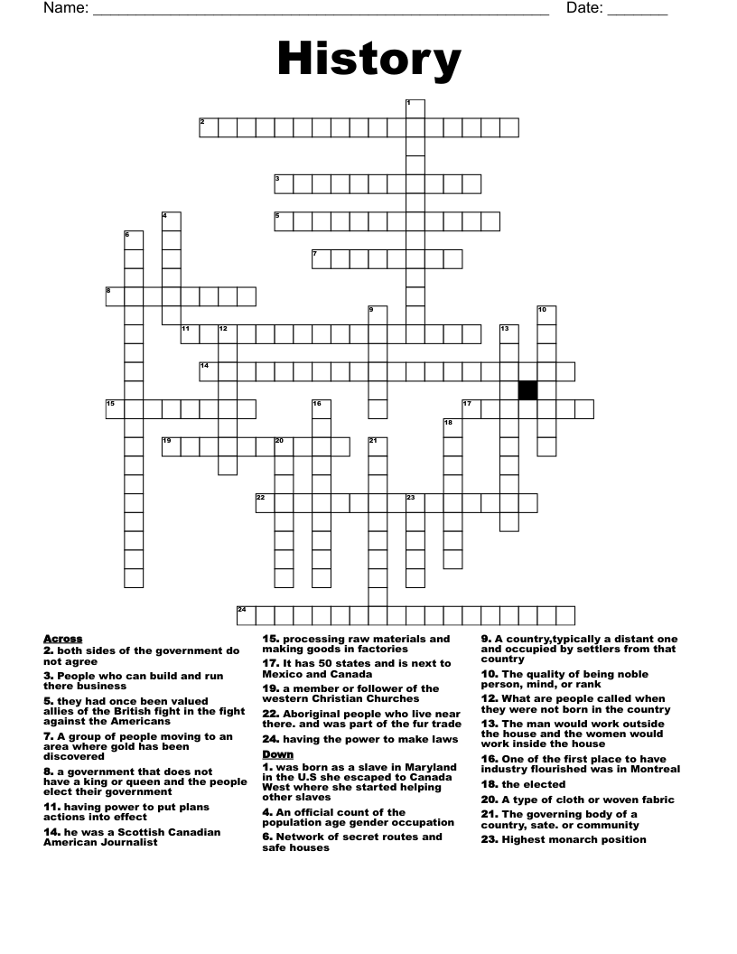 History Crossword