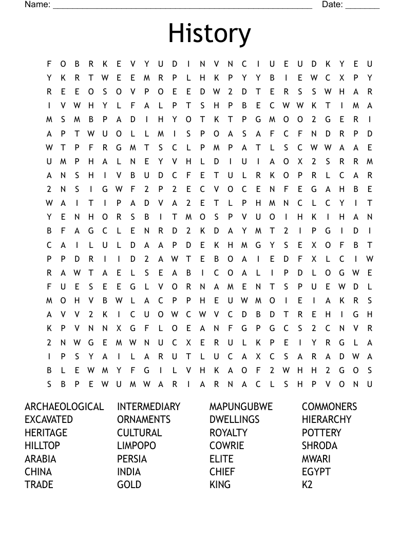 History Word Search