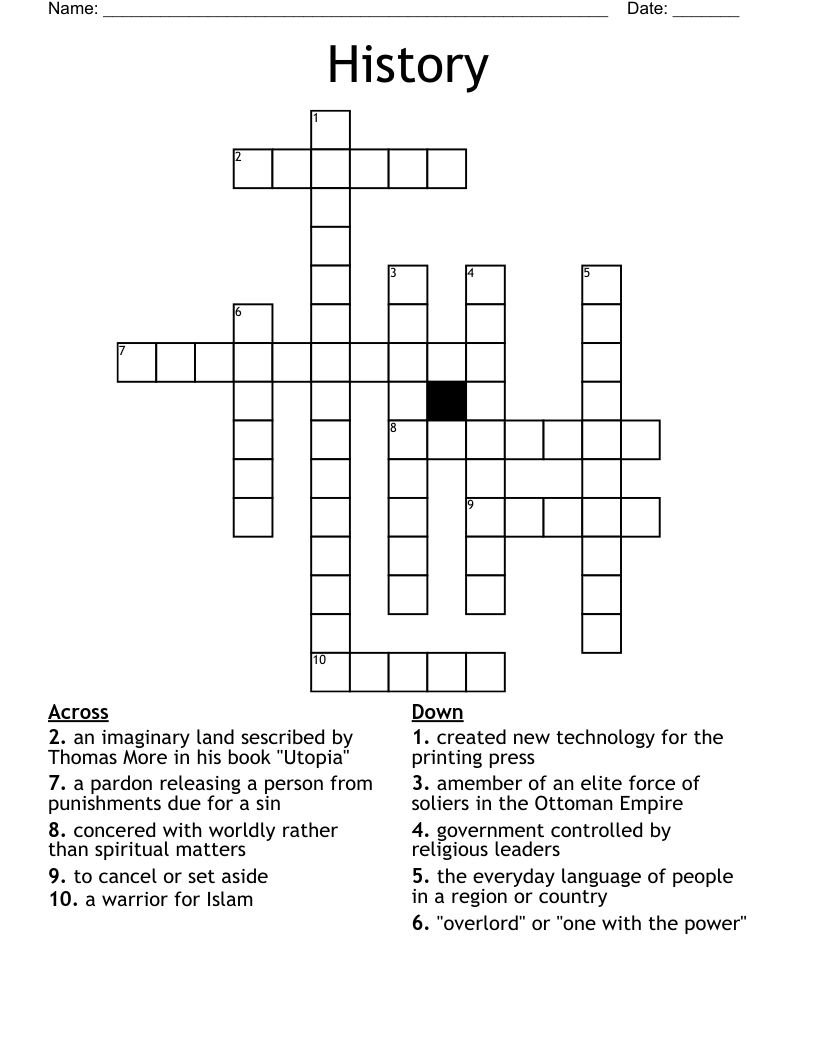 History Crossword