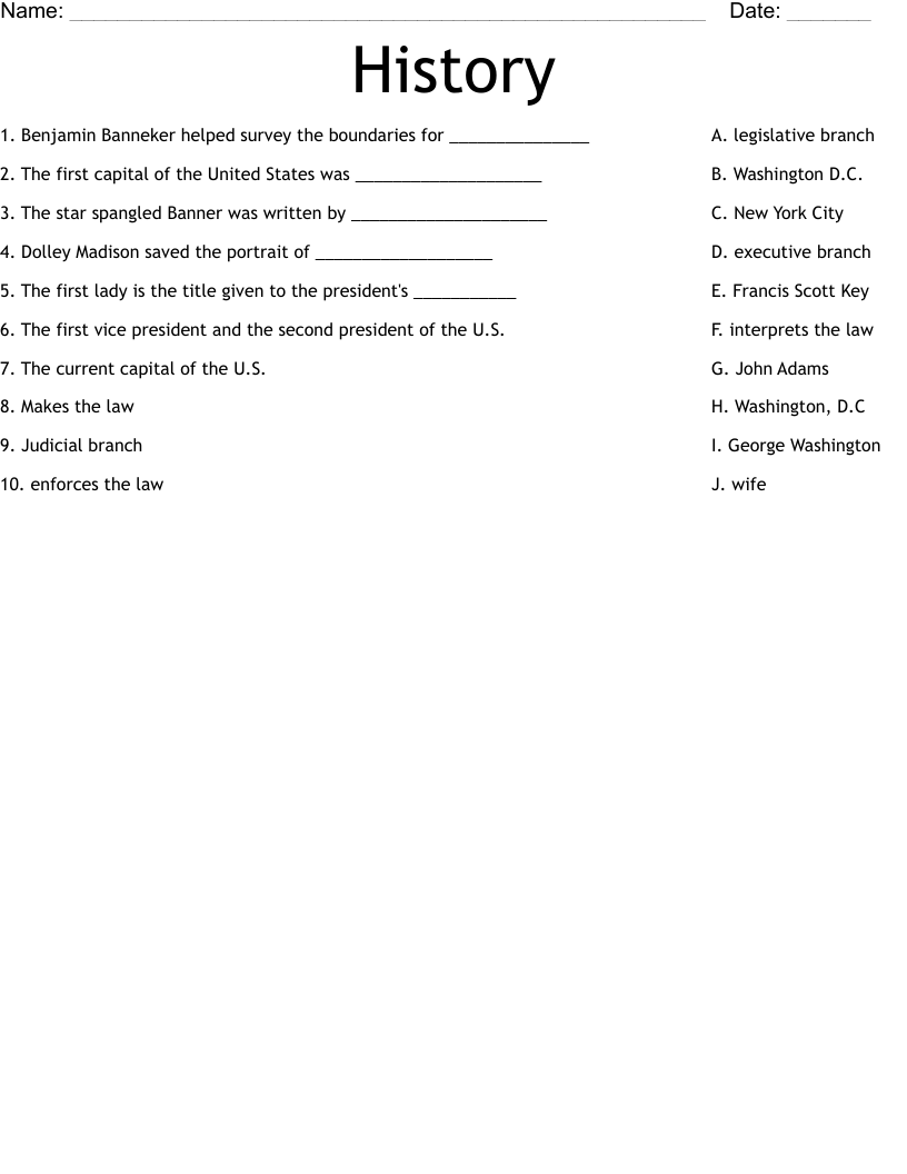 History Worksheet