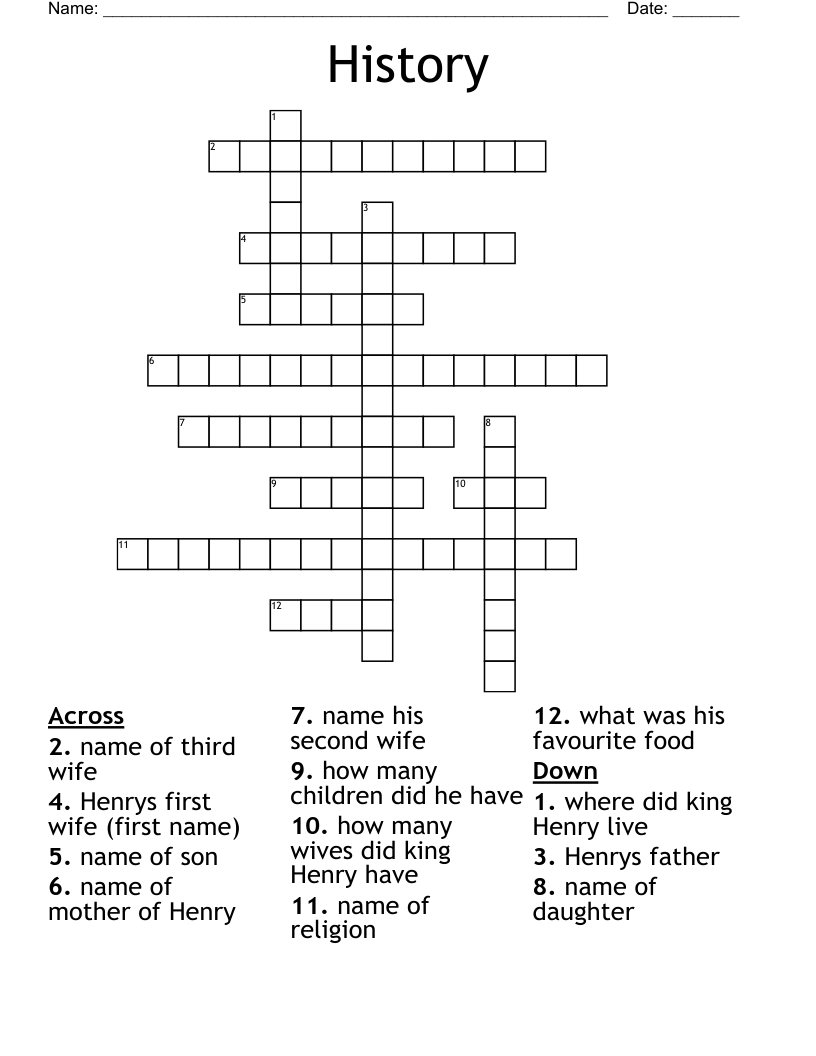History Crossword