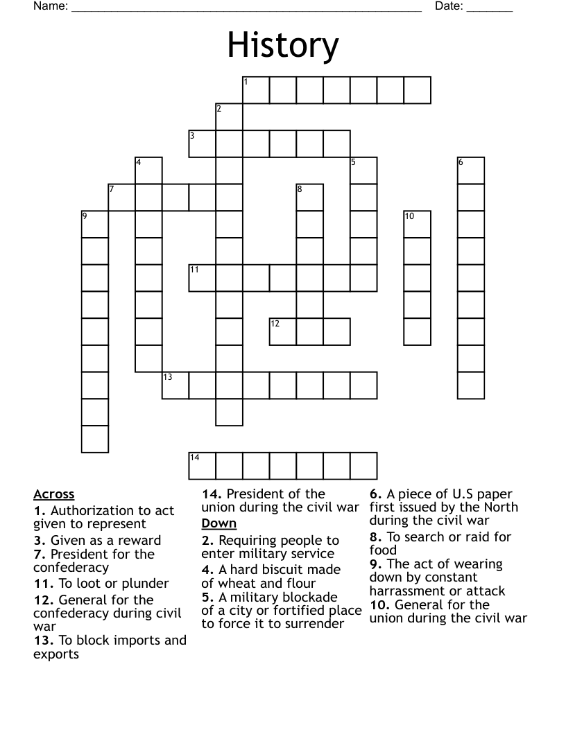 History Crossword