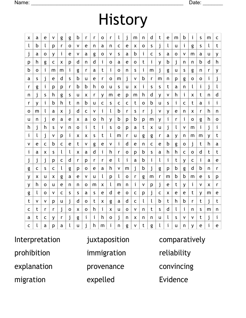 History Word Search