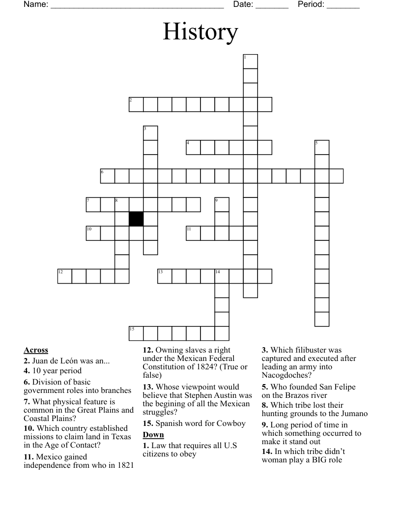 History Crossword