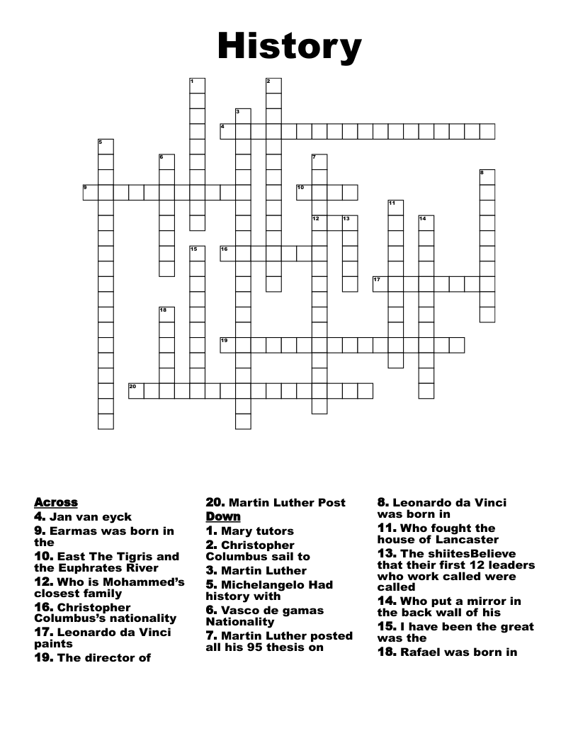 History Crossword