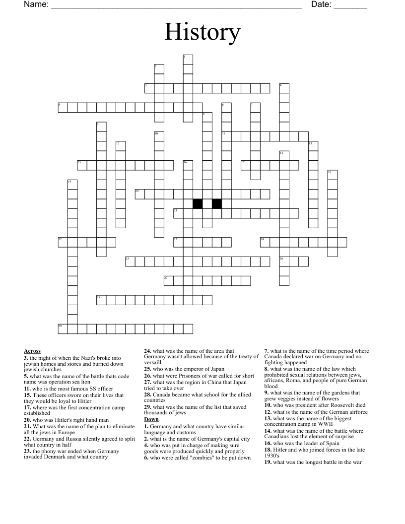 History Crossword