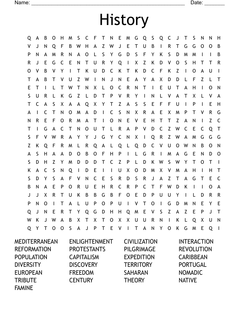 History Word Search
