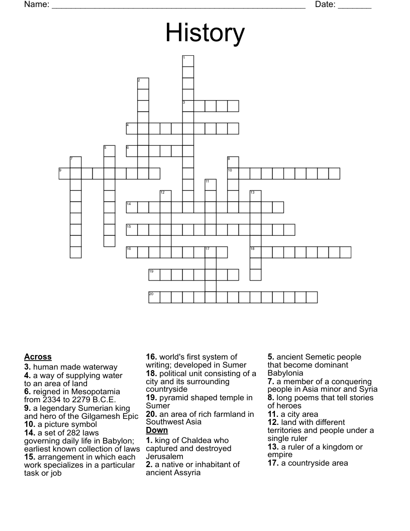 History Crossword