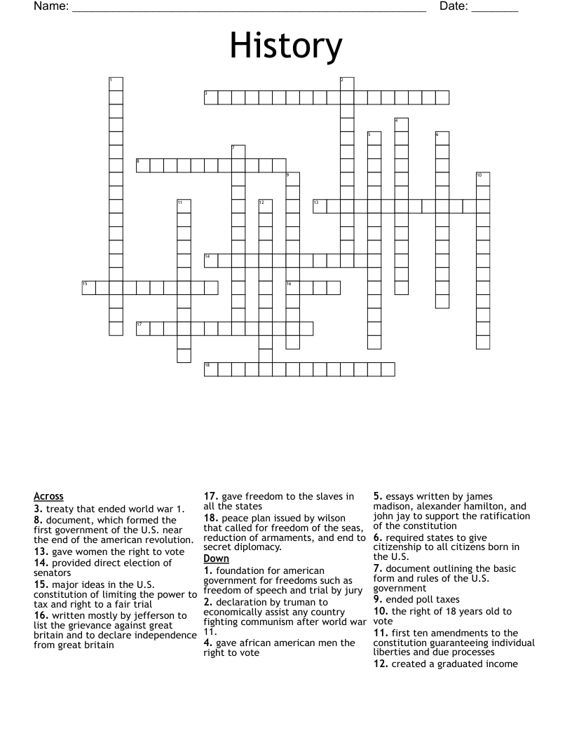 History Crossword
