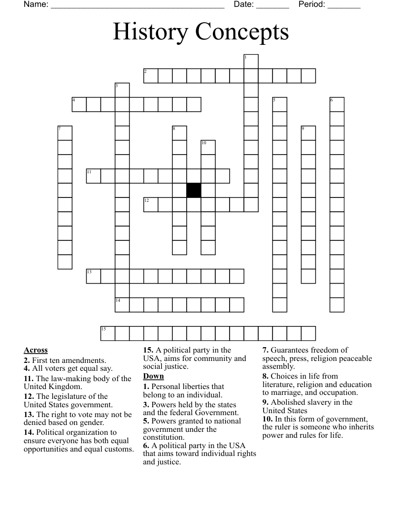 History Concepts Crossword