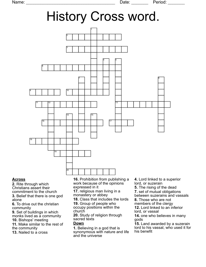 History Cross word.