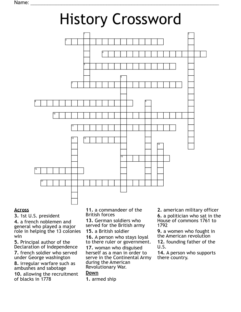 History Crossword