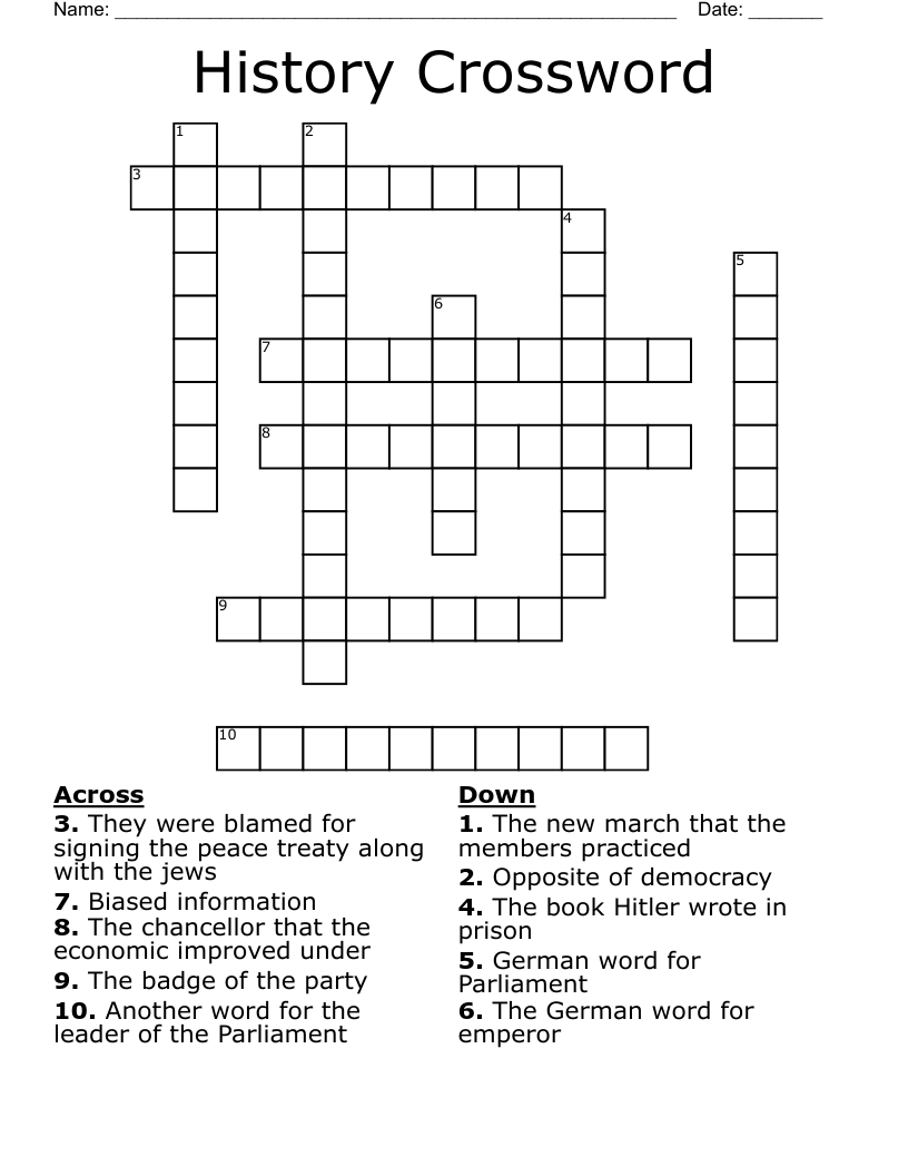 History Crossword