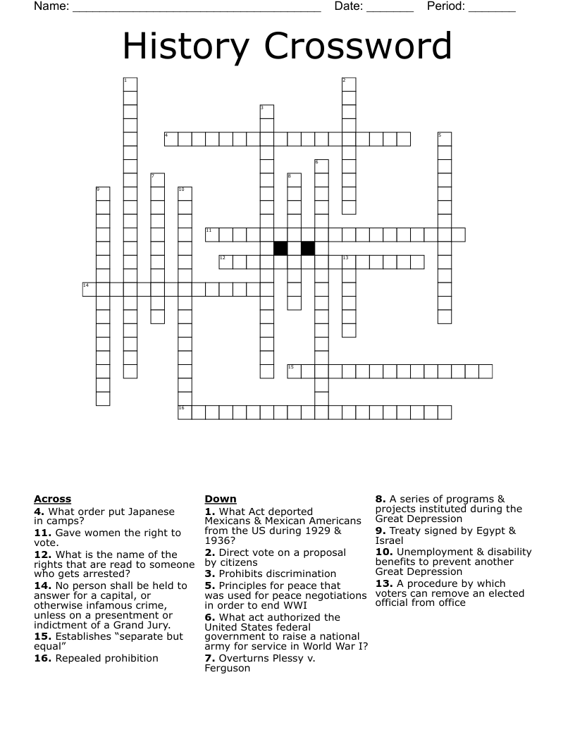History Crossword