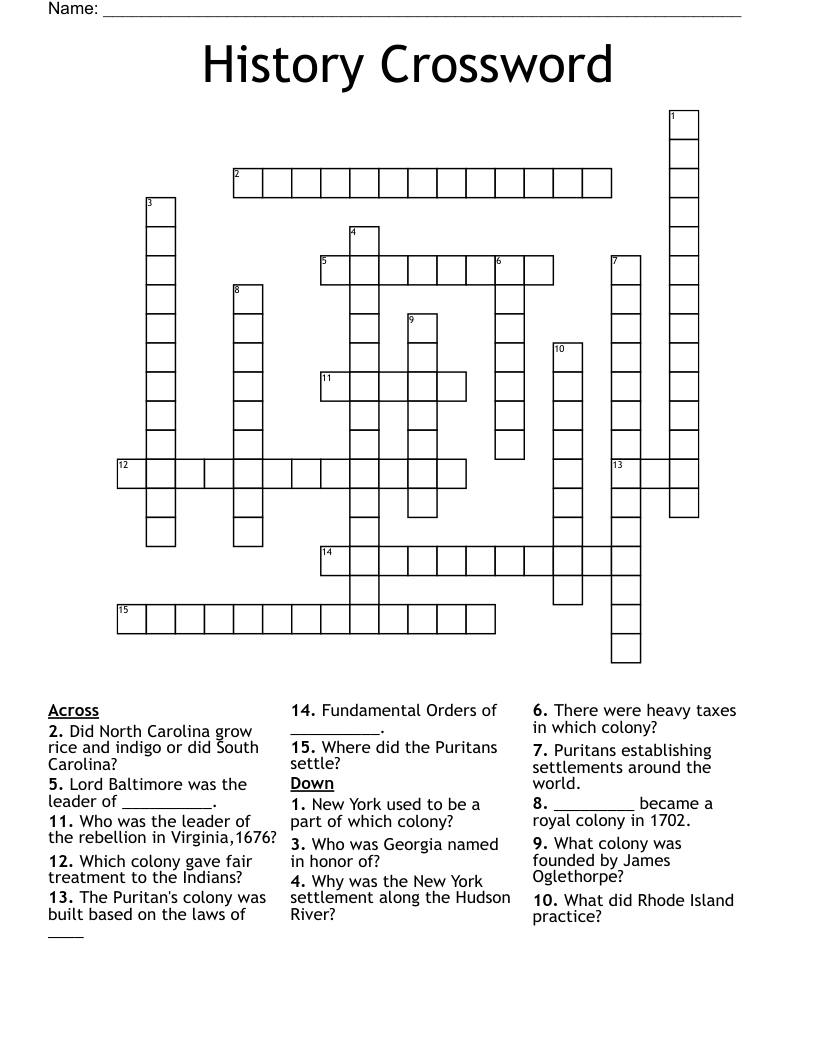 History Crossword