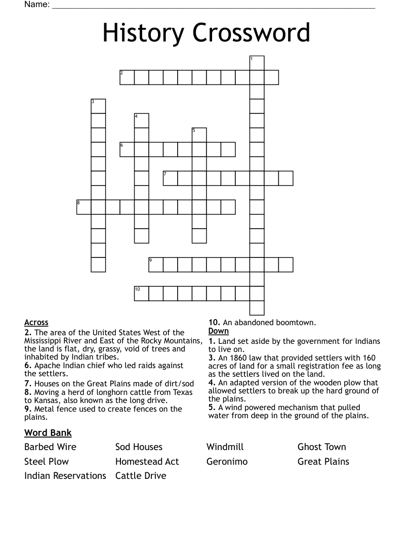 History Crossword