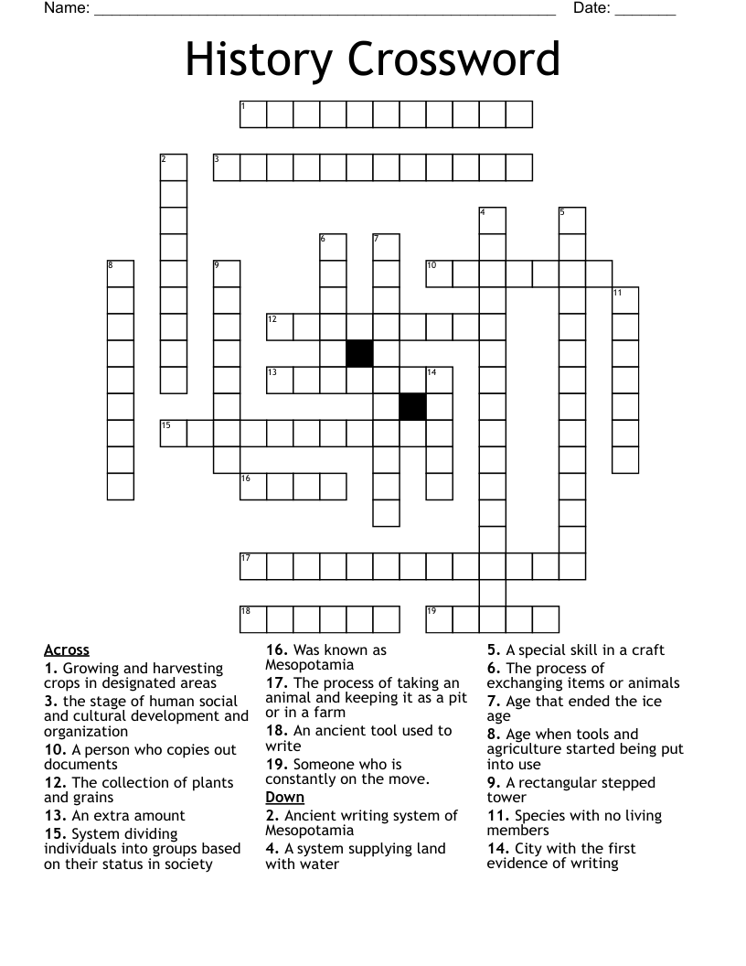 History Crossword