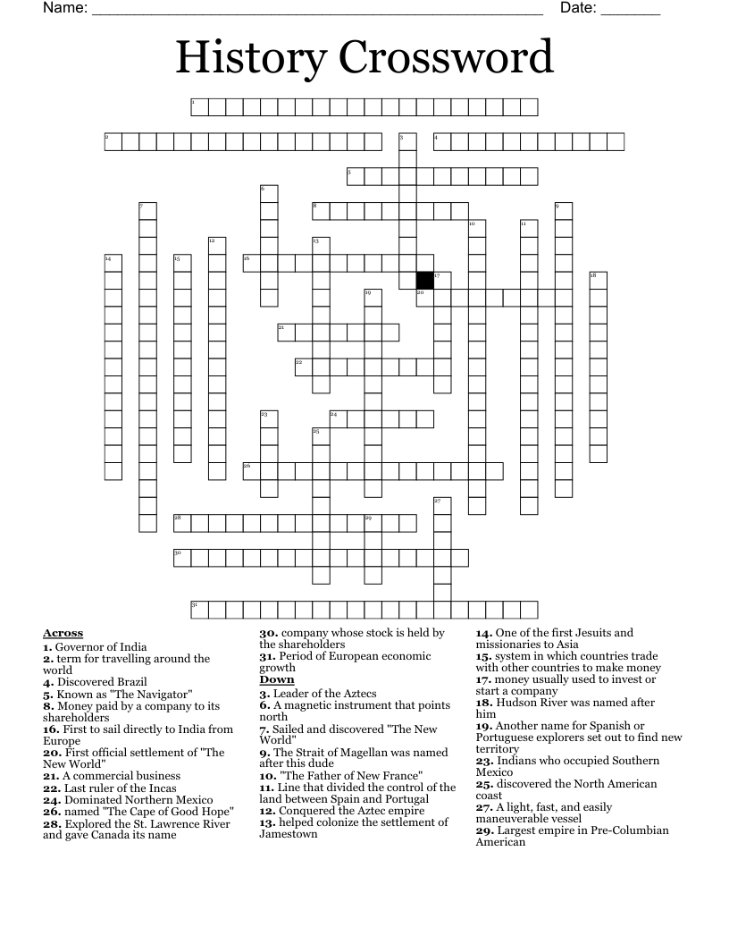 History Crossword