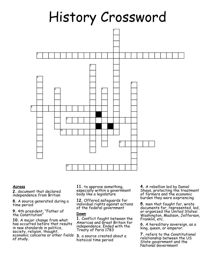 History Crossword