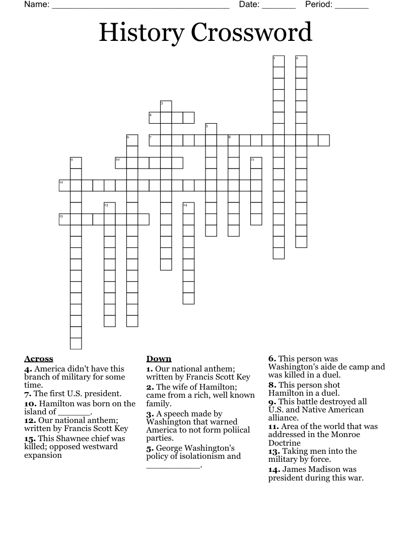 History Crossword