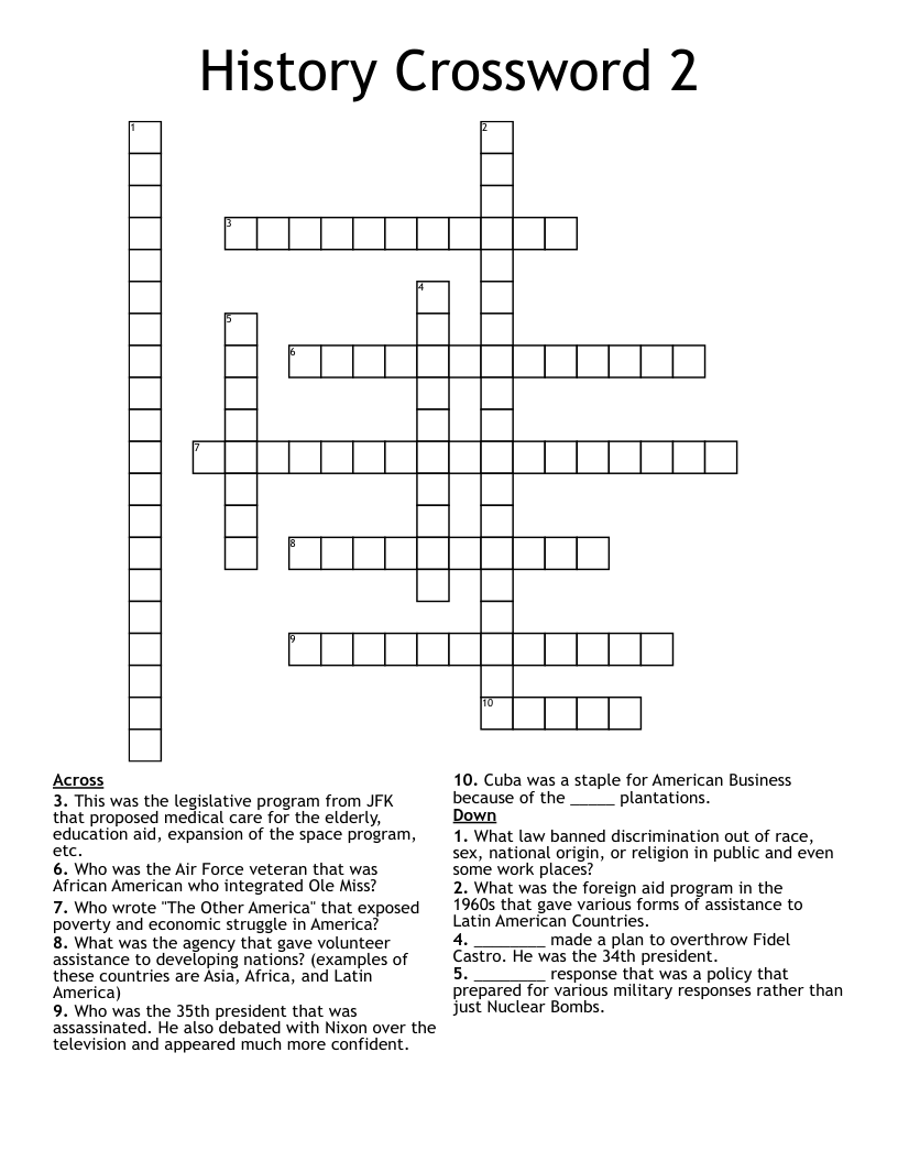 History Crossword 2