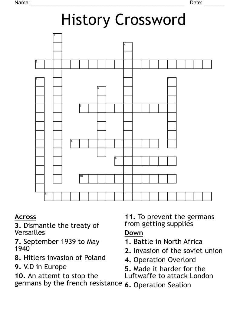 History Crossword
