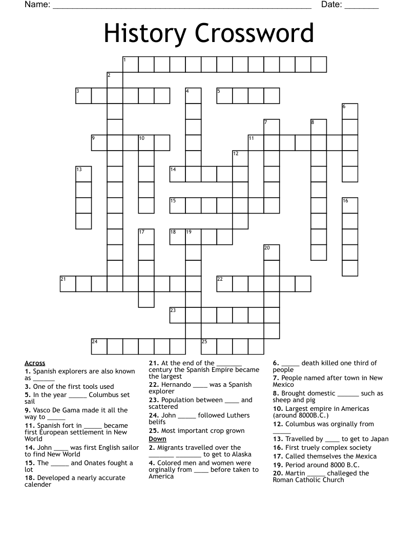 History Crossword