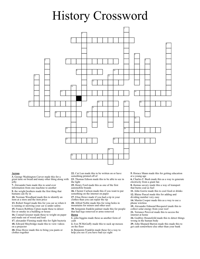 History Crossword