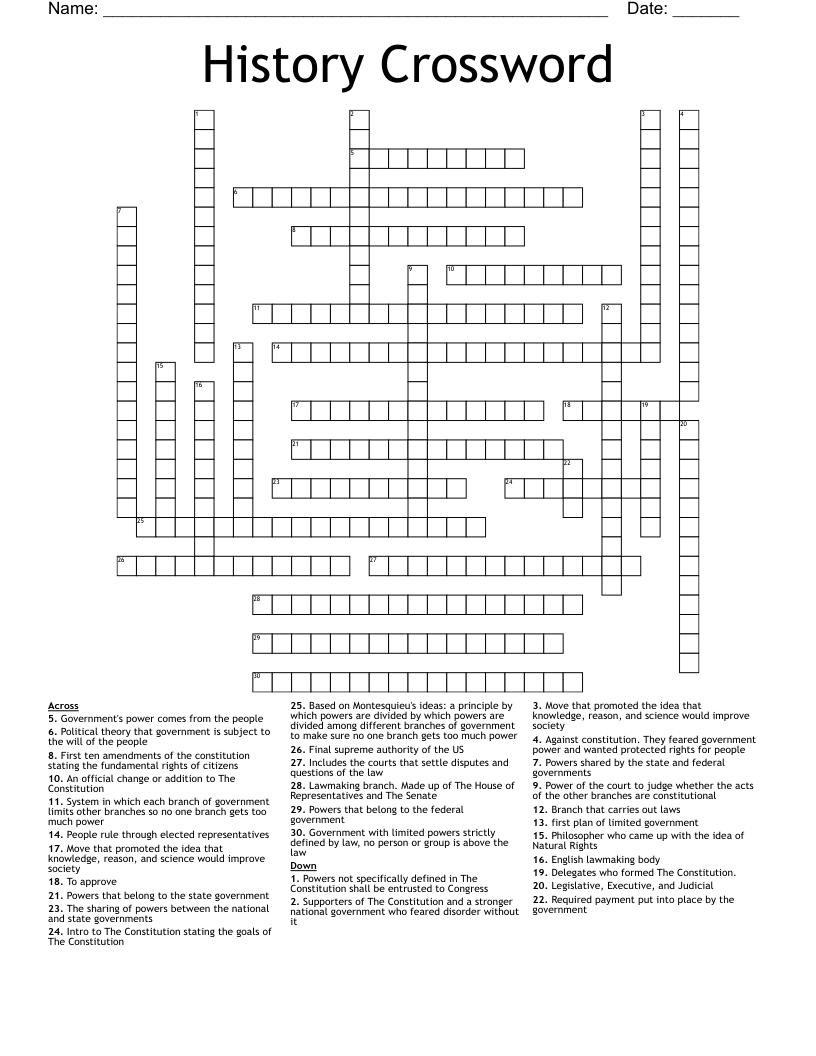 History Crossword