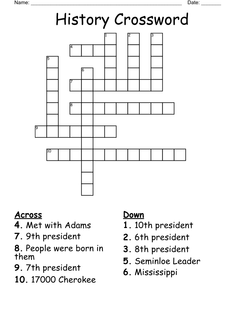 History Crossword
