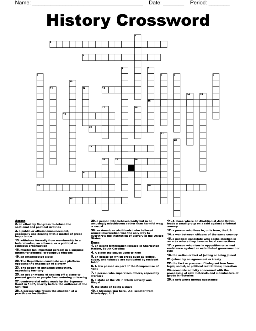 History Crossword