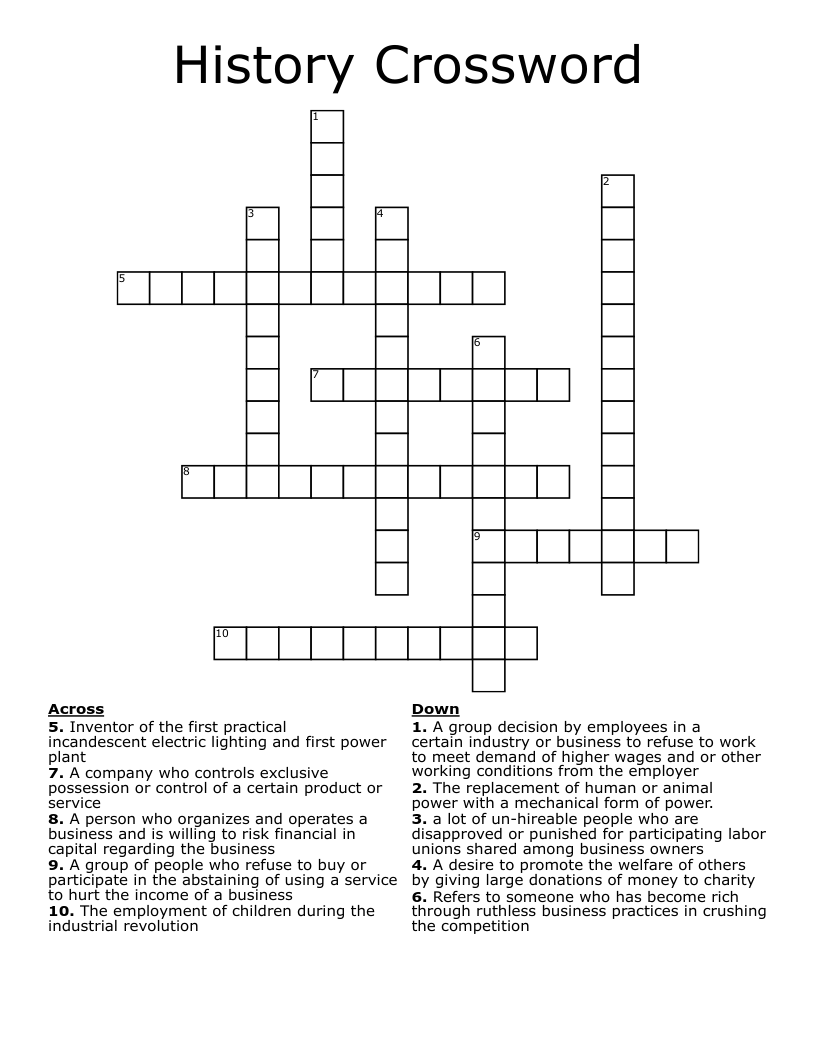 History Crossword