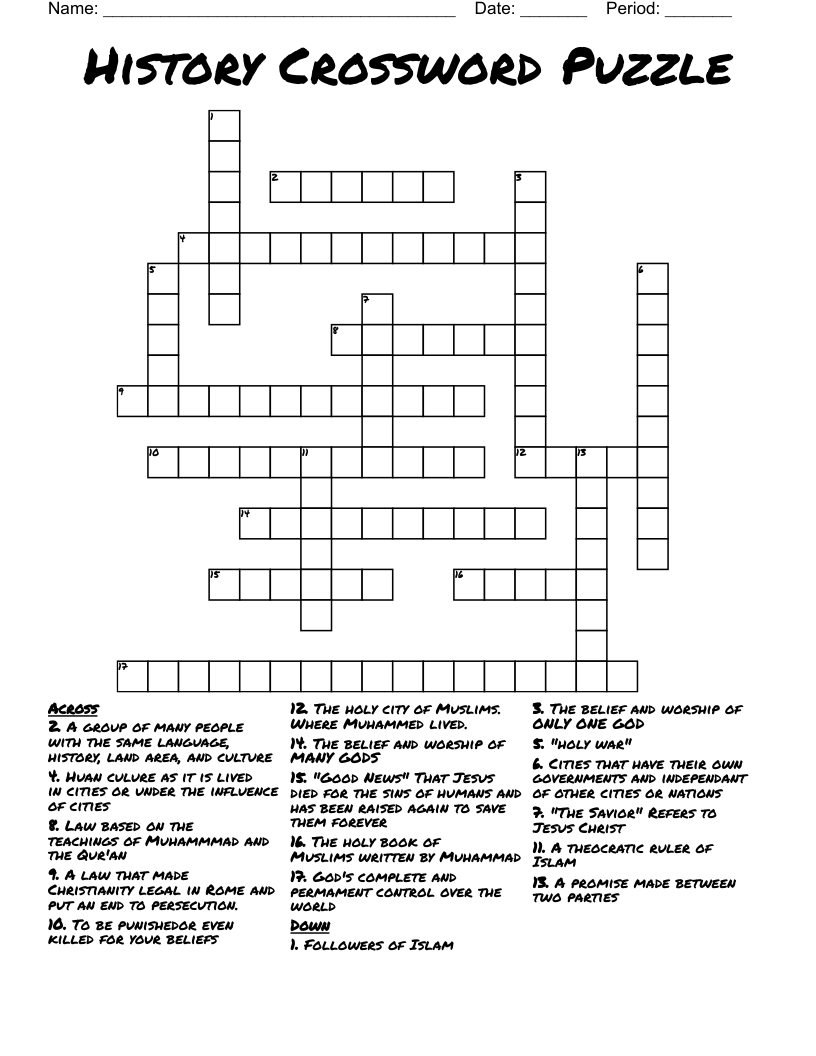 History Crossword Puzzle