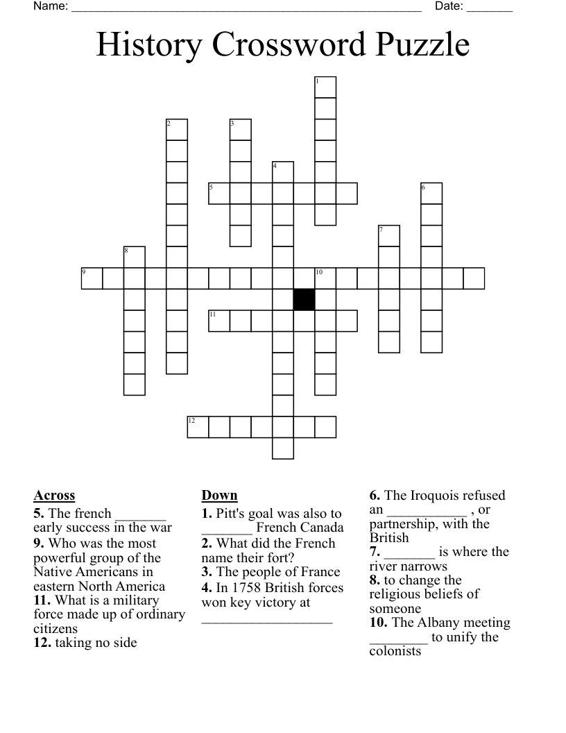 History Crossword Puzzle