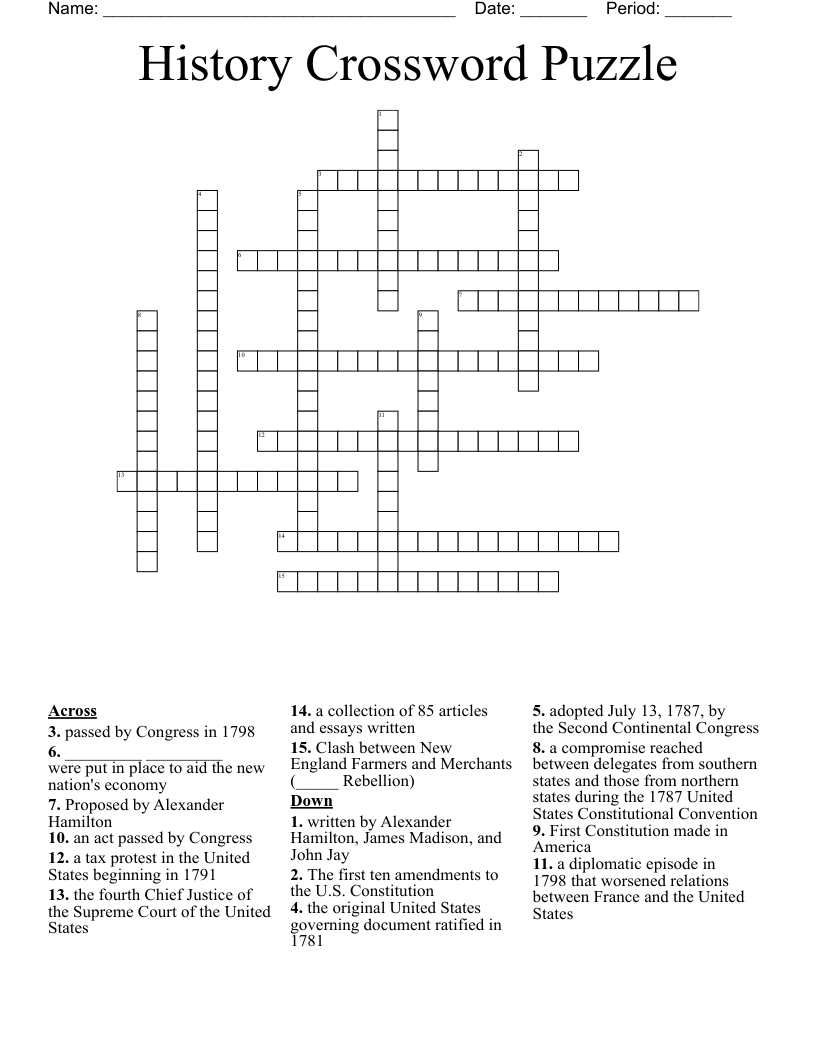 History Crossword Puzzle