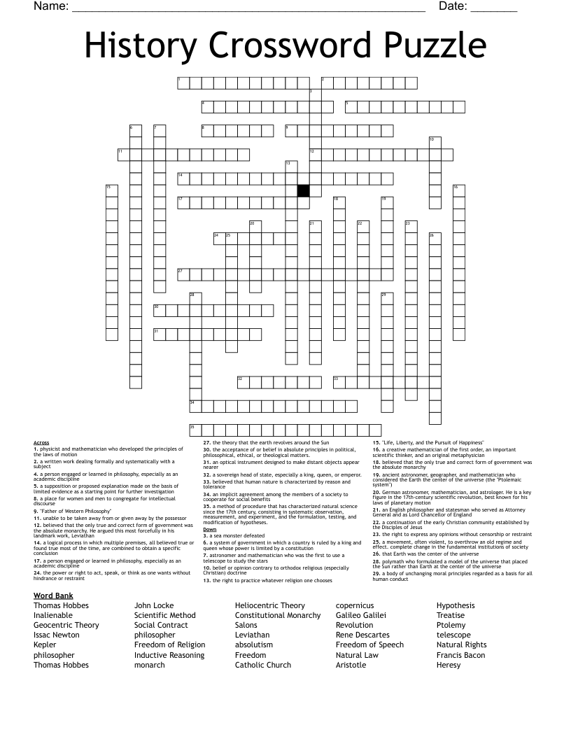 History Crossword Puzzle