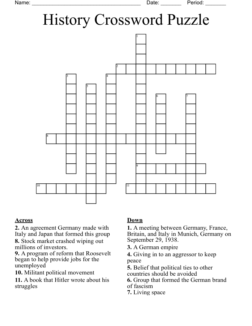 History Crossword Puzzle
