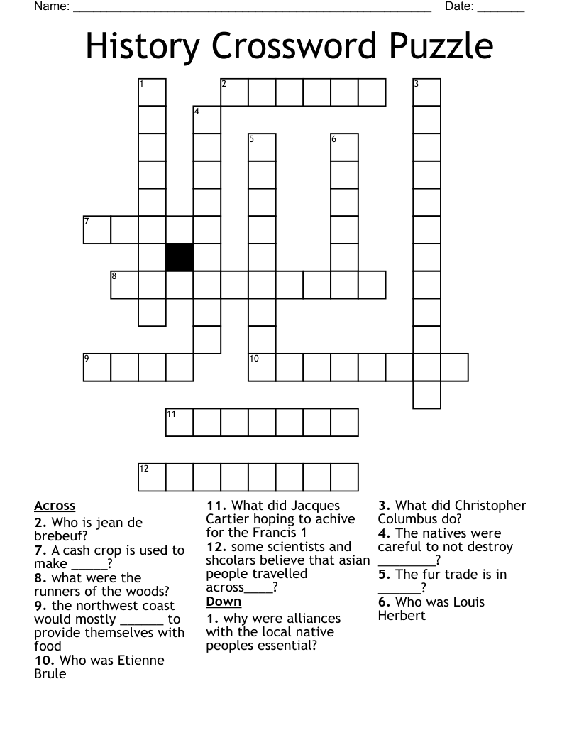 History Crossword Puzzle