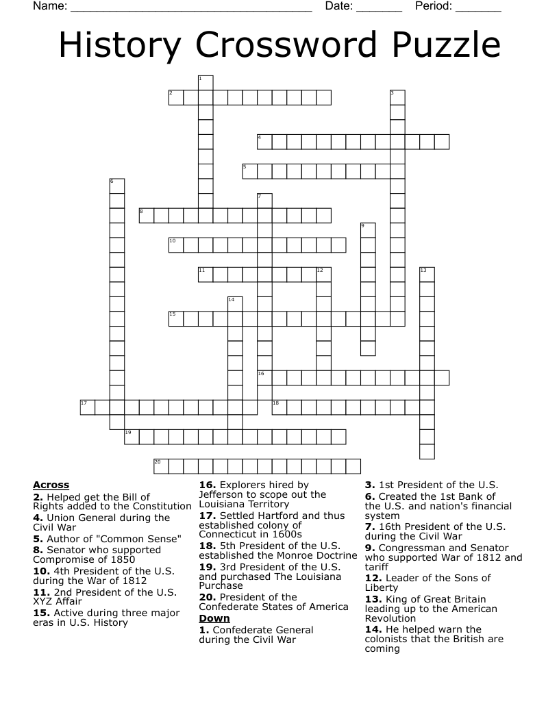 History Crossword Puzzle