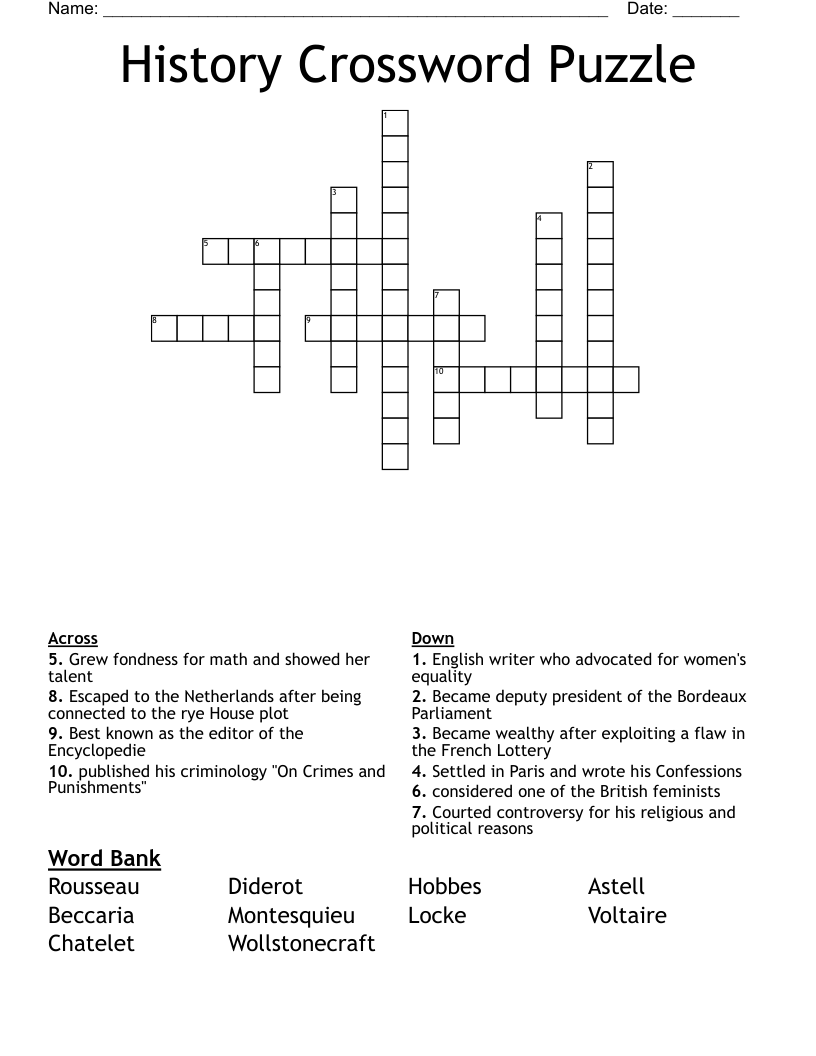 History Crossword Puzzle