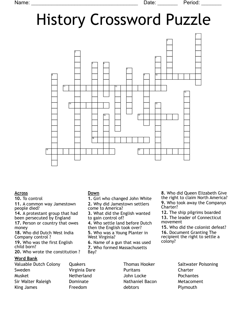 History Crossword Puzzle