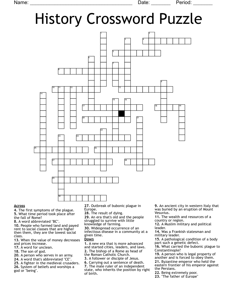 History Crossword Puzzle 