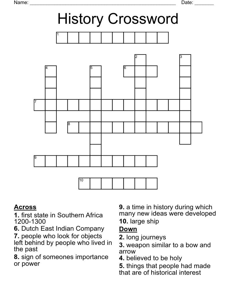 History Crossword 