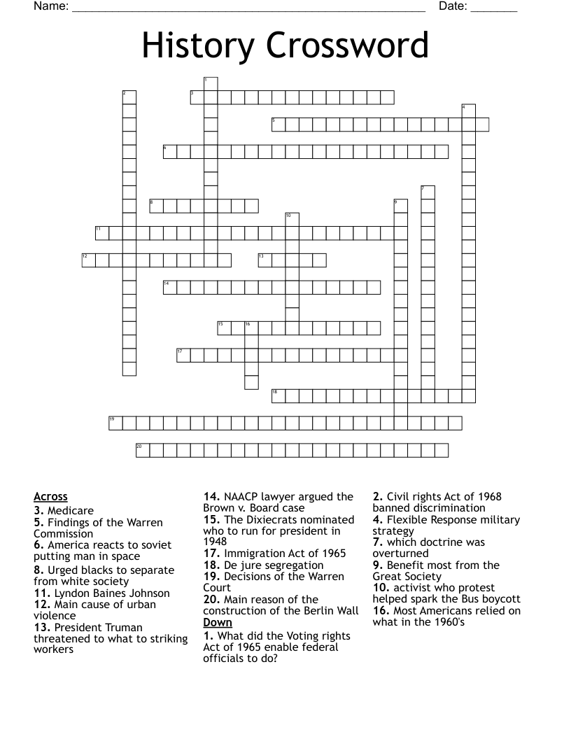 History Crossword 