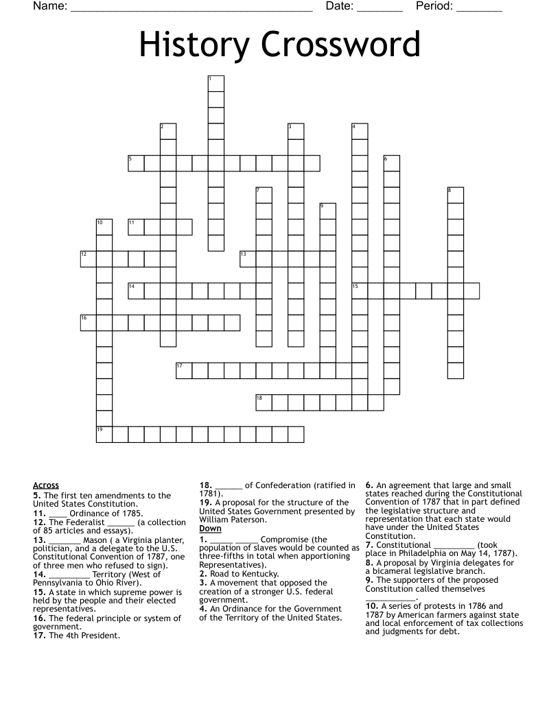 History Crossword 