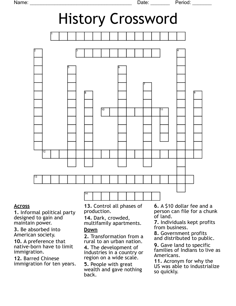 History Crossword 