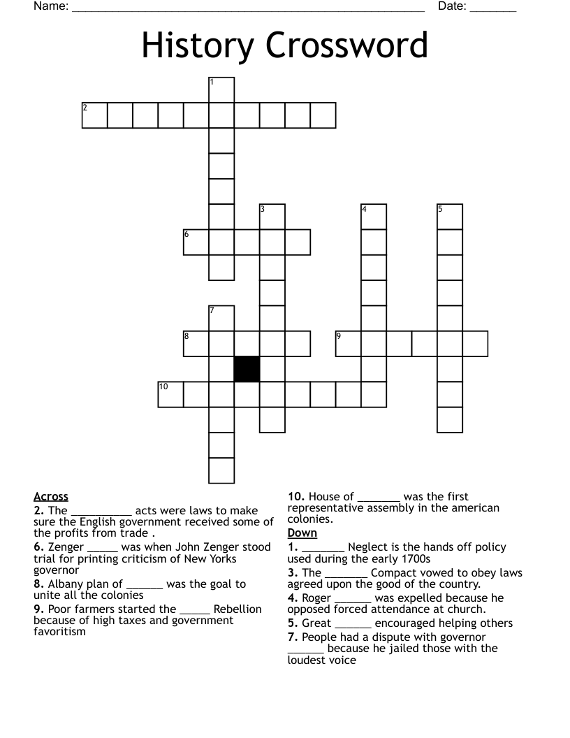 History Crossword 