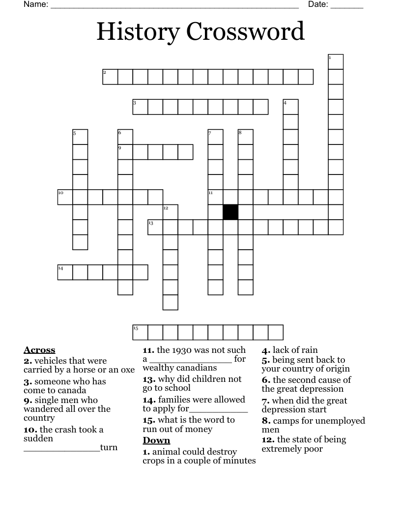 History Crossword 