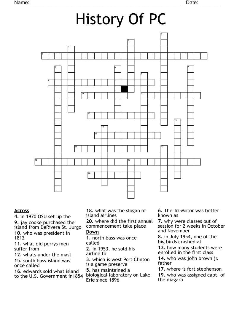 History Of PC Crossword