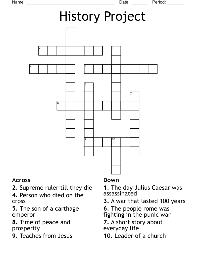History Project Crossword